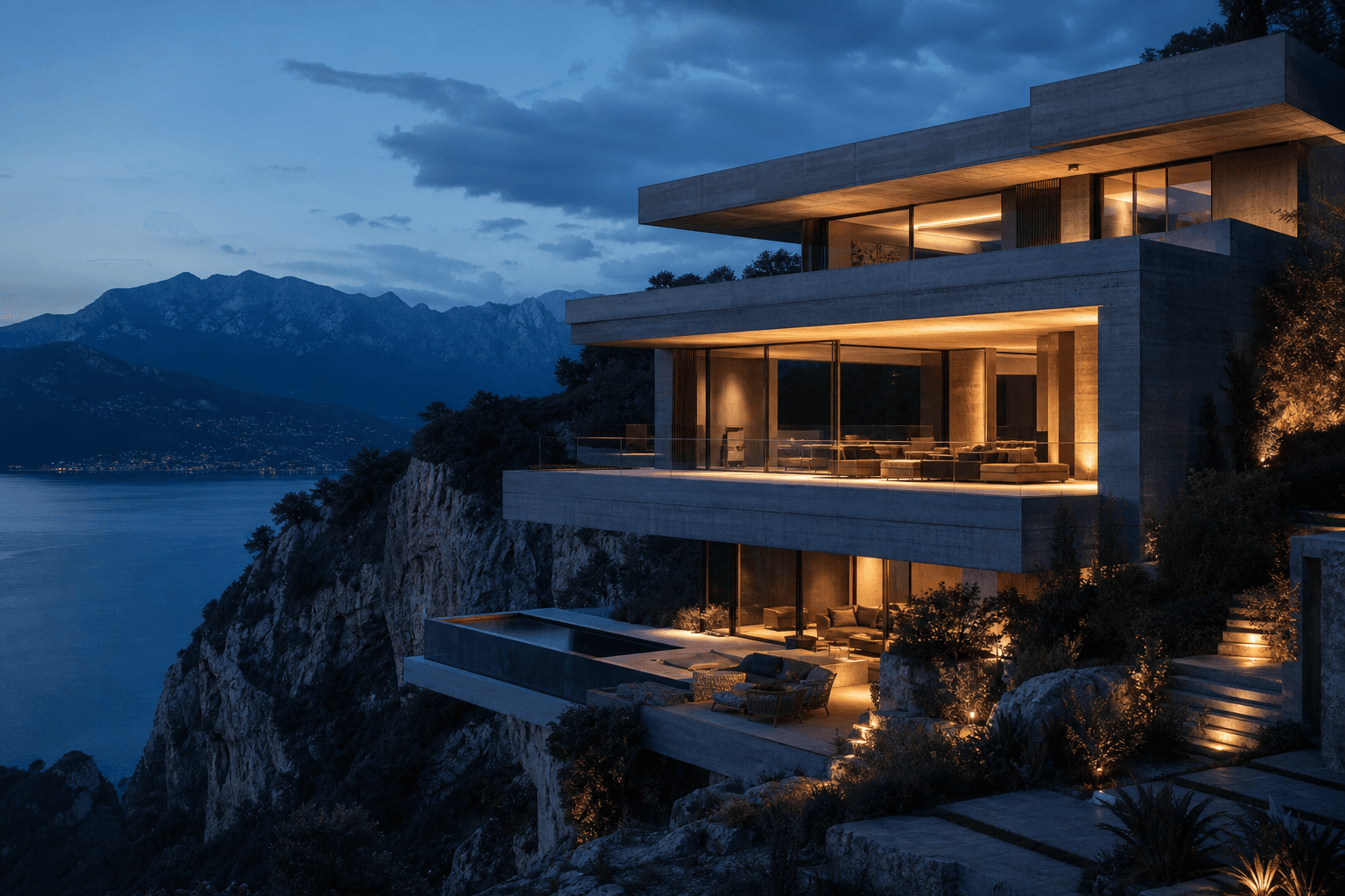 Modern cliffside luxury villa