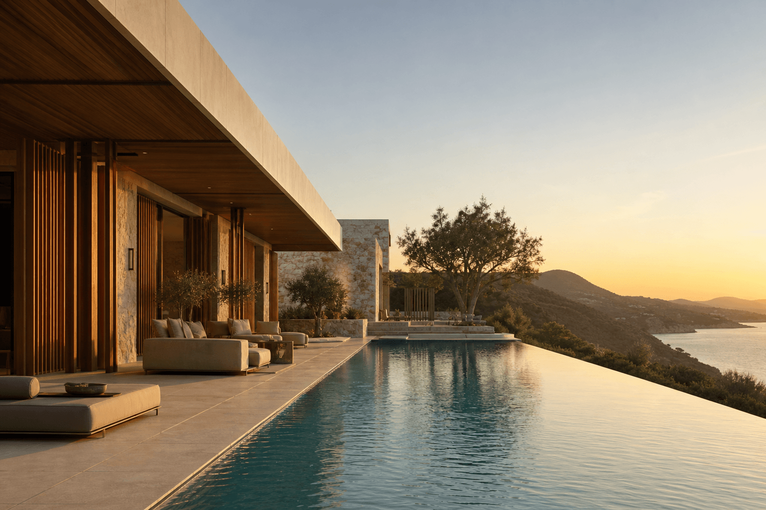 Luxury villa exterior with pool